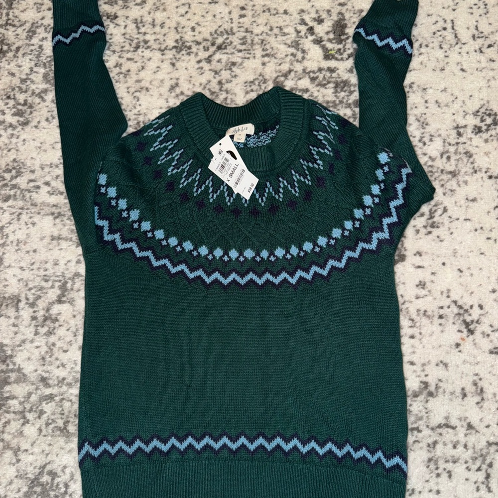 Macy's Dark Green Patterned Women's Sweater